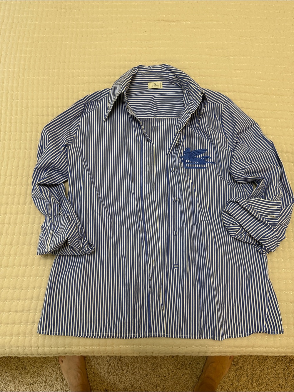 Etro Blue & White Striped Women's Button-Down Shirt size 42